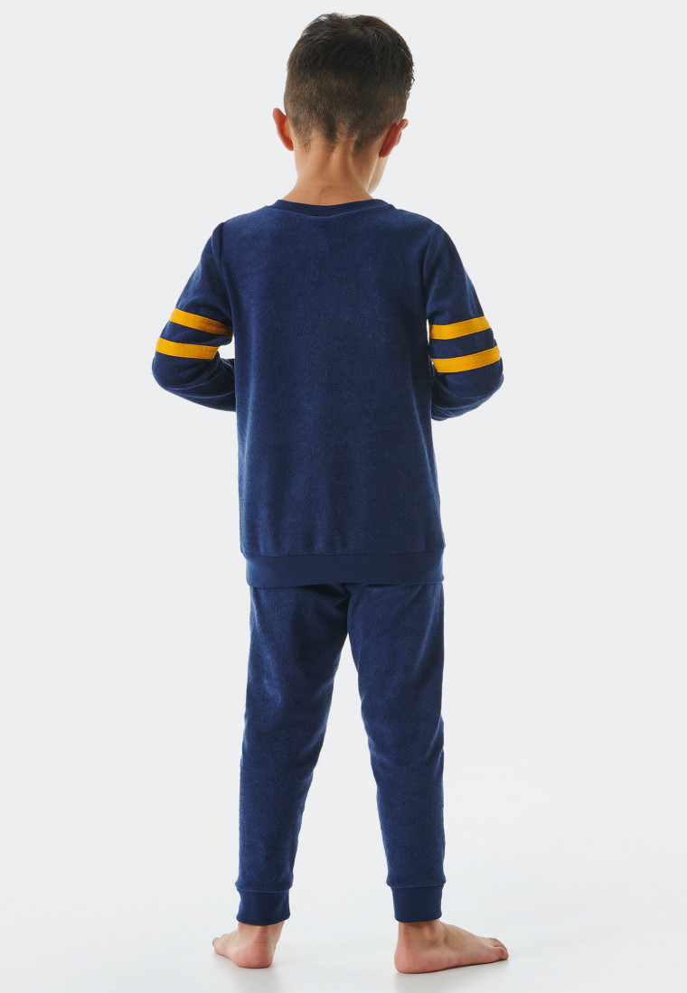 Pajamas long terry organic cotton cuffs college magician dark blue - Rat Henry