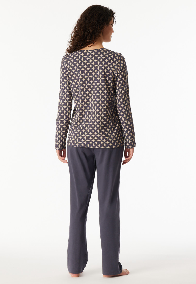 Lange pyjama met grafiet patroon - Comfort Essentials