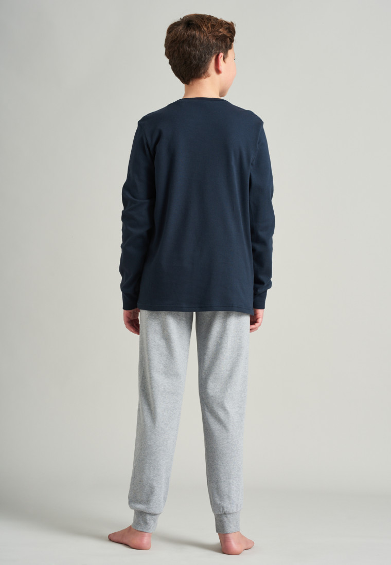 Pyjama lang interlock biologisch katoen manchetten antraciet - Acid Brights