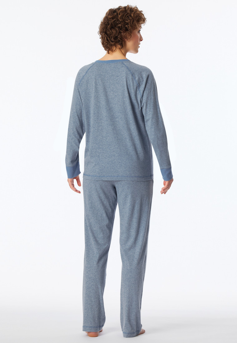 Schlafanzug lang jeansblau meliert - Casual Nightwear