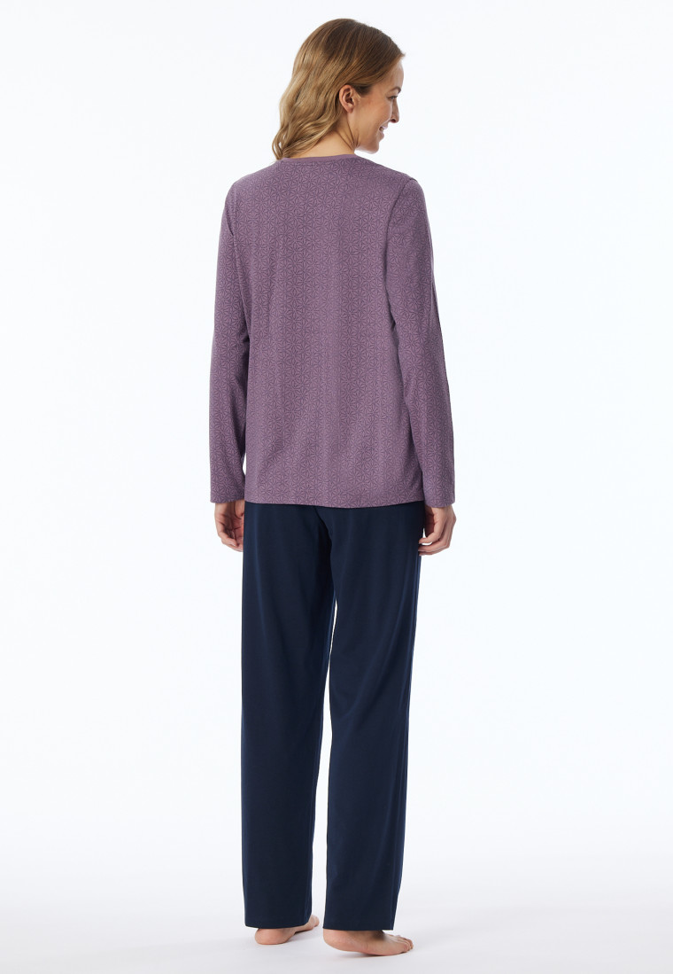 Pajamas long mauve patterned - Comfort Essentials