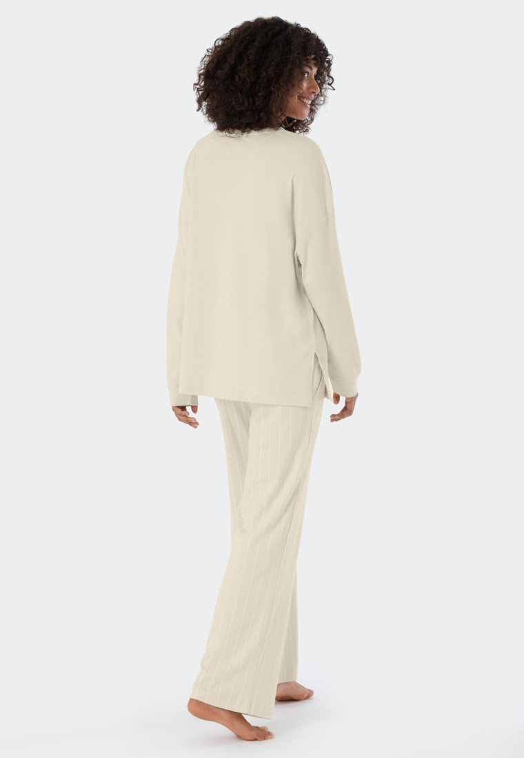 Schlafanzug lang Modal Oversized-Shirt sand - Modern Nightwear