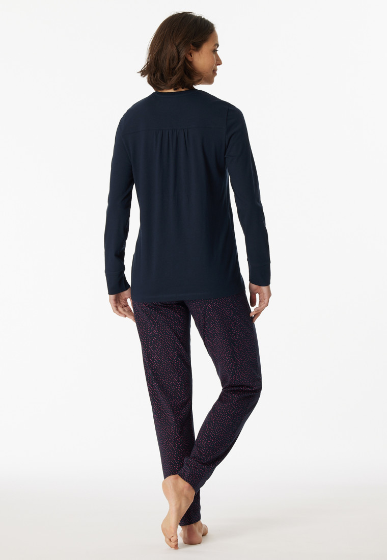 | Schlafanzug lang - SCHIESSER nachtblau Essentials Comfort
