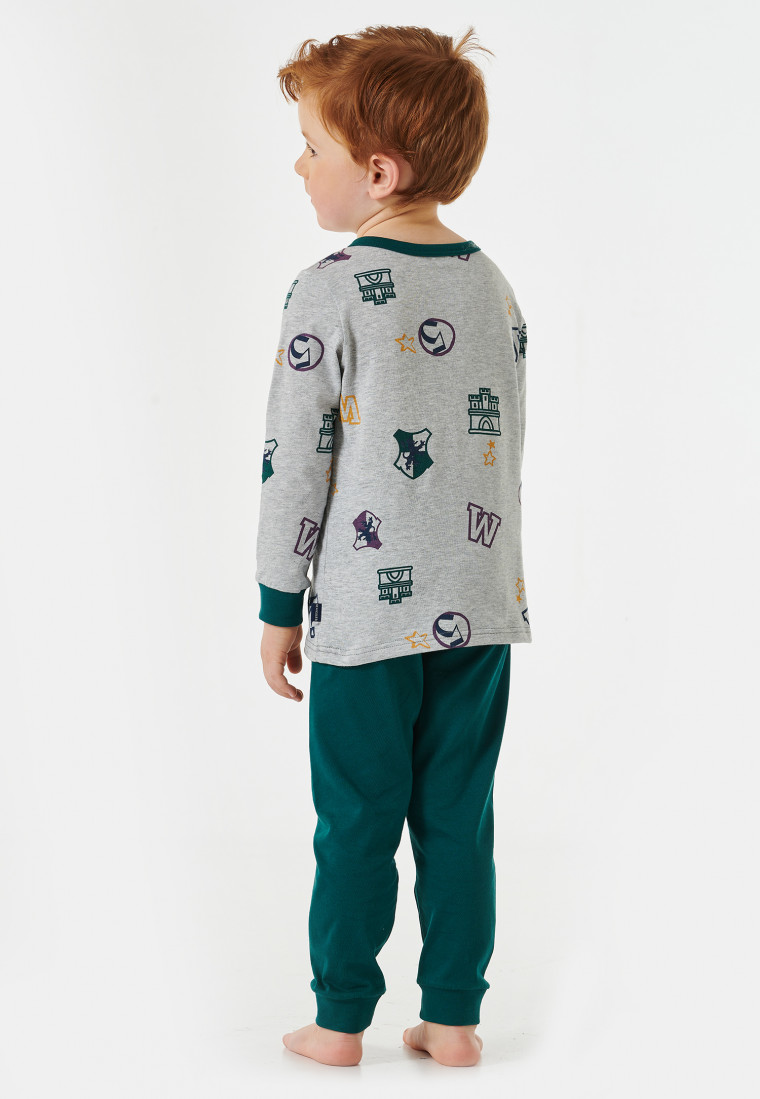 Pyjama lang biologisch katoen manchetten letters college grijs-gemêleerd - Rat Henry