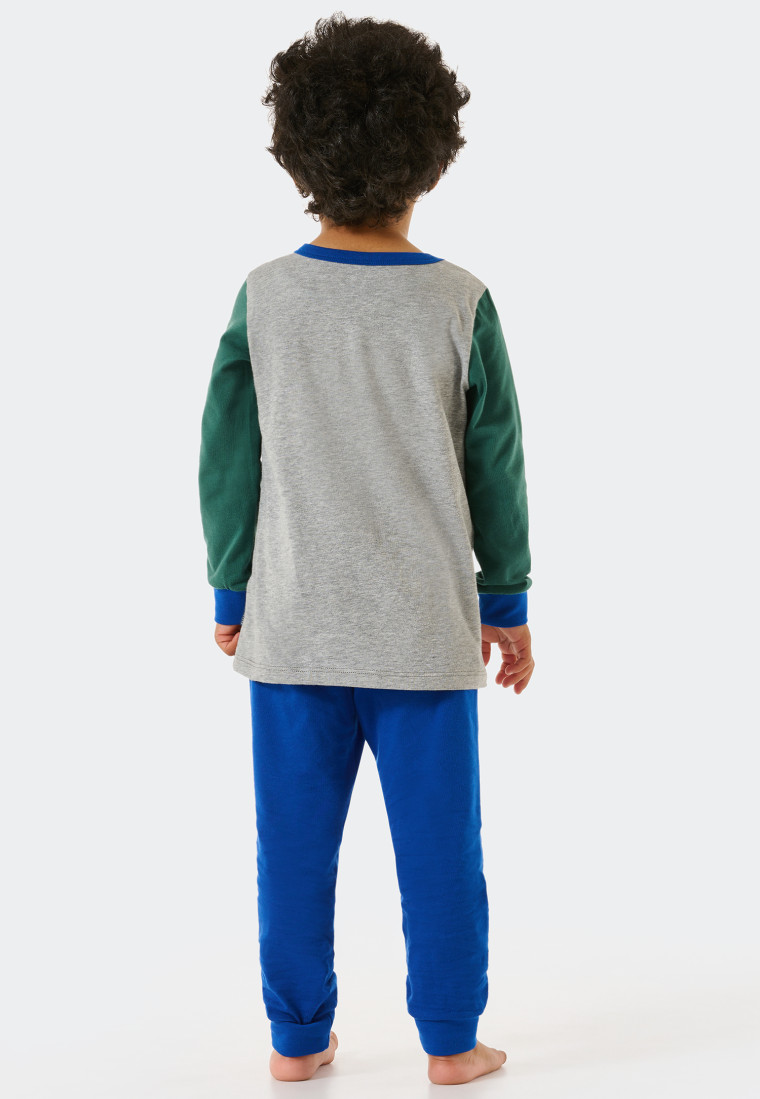 Pajamas long organic cotton cuffs dino pixel heather gray - Boys World