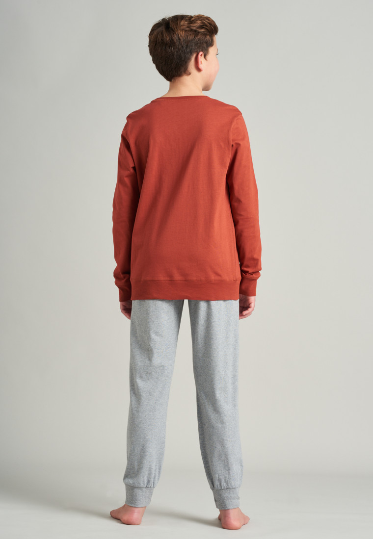 Pajamas long organic cotton cuffs Disconnect rust - Natural Love