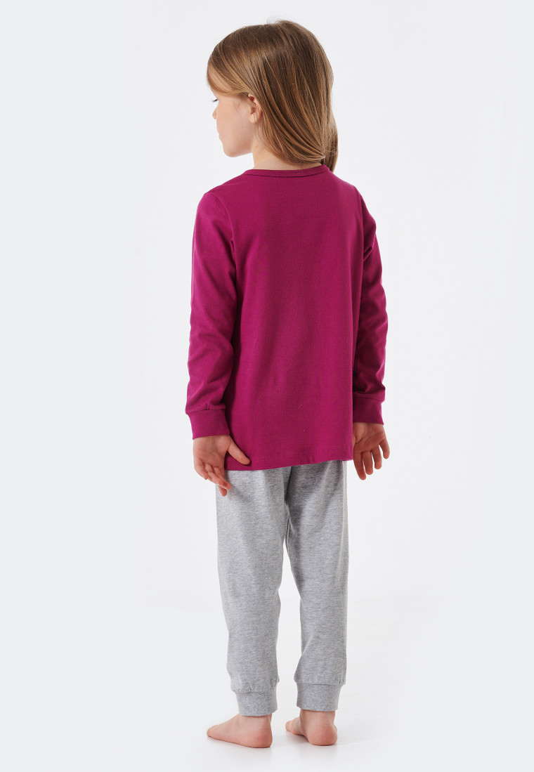 Schlafanzug lang Organic Cotton Bündchen Eule Zauberei beere - Cat Zoe