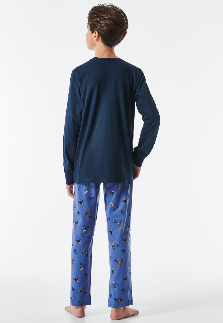 Lange pyjama biologisch katoenen manchetten Hondenskateboard indigo - Natural Rythm