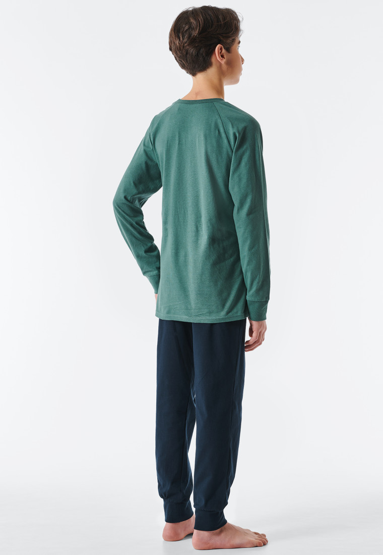 Schlafanzug lang Organic Cotton Bündchen khaki - Tomorrows World