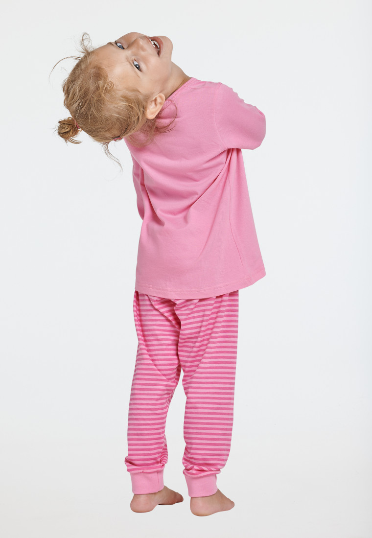 Long pyjama Organic Cotton Bords-côtes Cheval Rayures rose - Nightwear