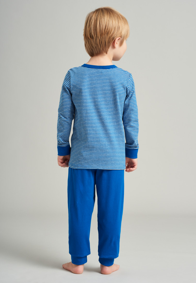 Schlafanzug lang Organic Cotton Bündchen Ringel Zauberer Ratte blau - Rat Henry
