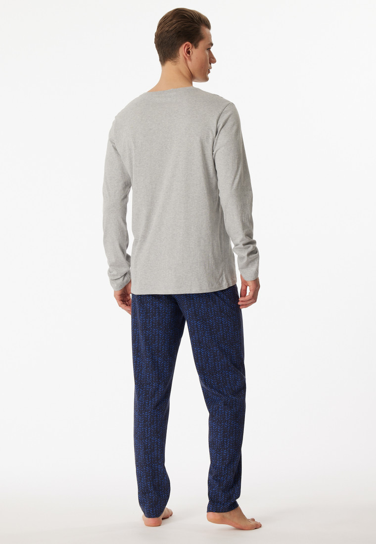 Pajamas long organic cotton heather gray patterned - Casual Nightwear