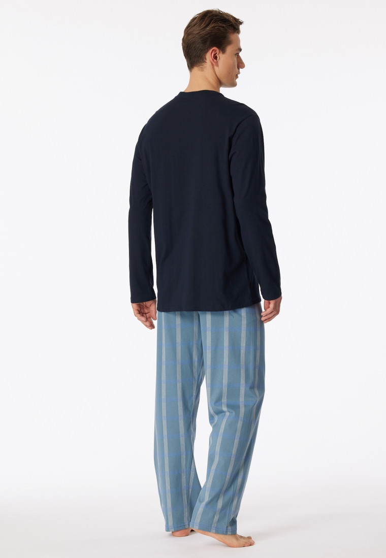 Pigiama lungo in cotone organico a quadri admiral - Comfort Nightwear