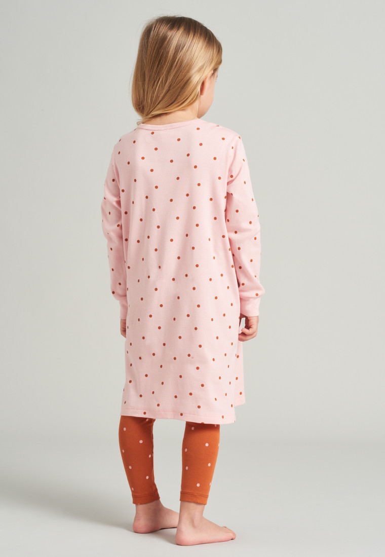 Pyjama long coton bio pois inscription rose - Natural Love