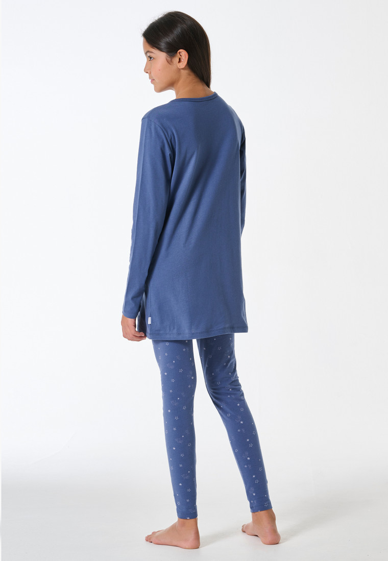 Long pyjamas Organic Cotton horse print stars denim blue - Horse World