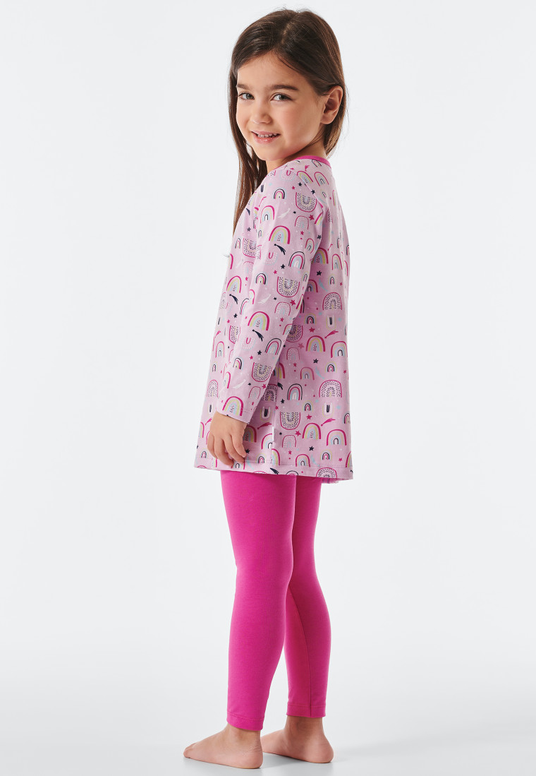 Lange pyjama biologisch katoen regenboog sterren lila - Girls World