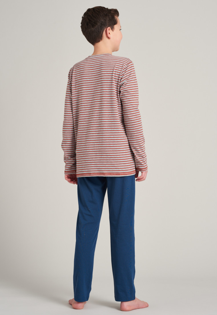 Long pajamas organic cotton stripes heather gray - Natural Love