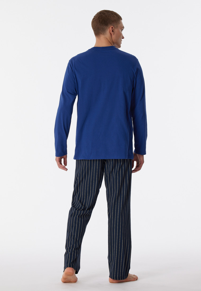 Pyjamas long Organic Cotton stripes navy - Comfort Nightwear