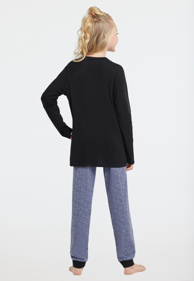 Pyjama lang organic cotton stippen zwart - Nightwear