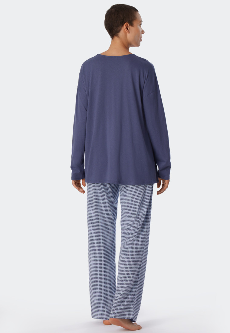 Pajamas long organic cotton wide A-shape blue - Flared Fit
