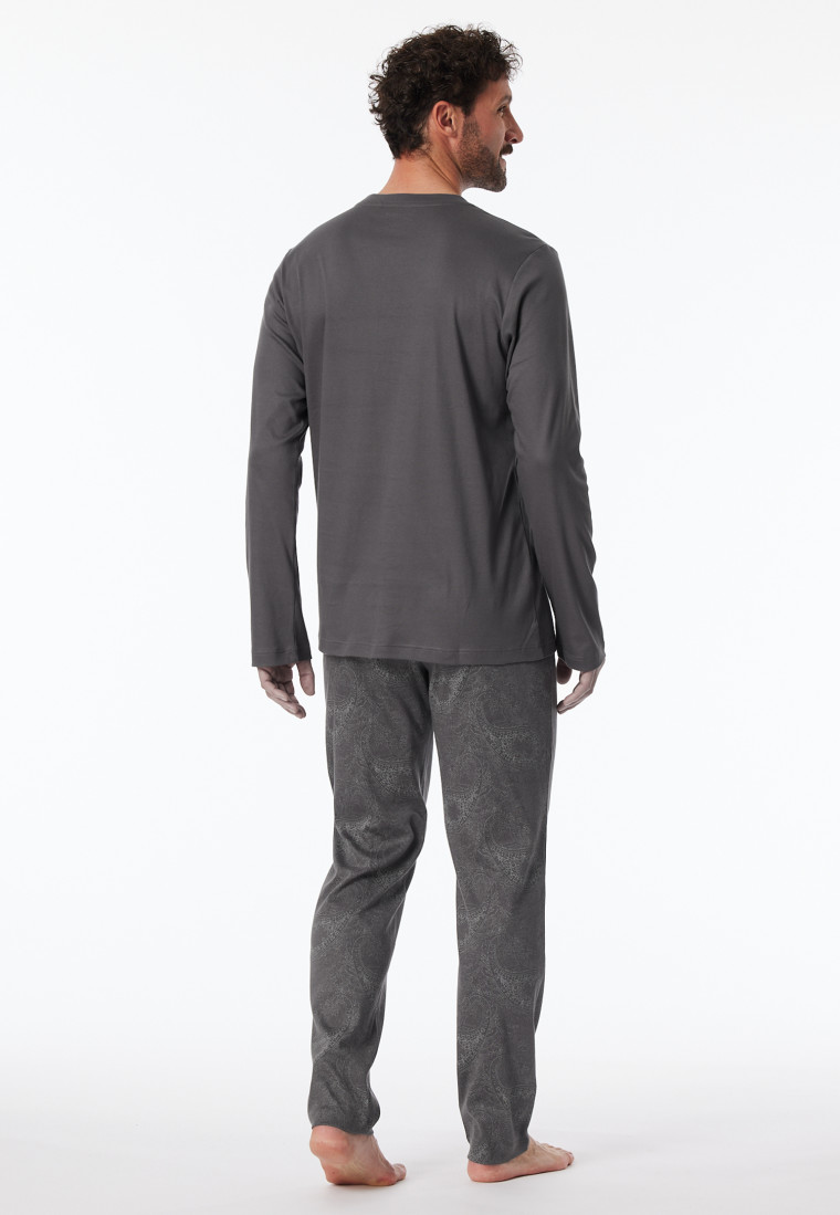Paisley lange pyjama antraciet - Fine Interlock