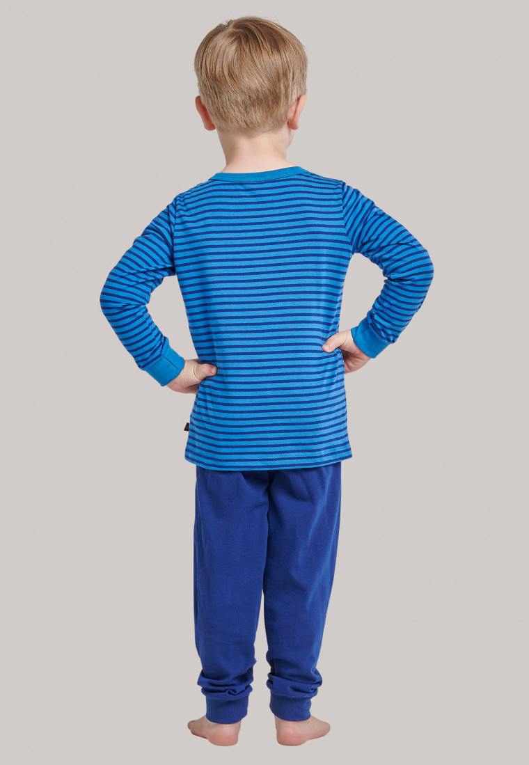Long pyjama bleu à rayures avec bords-côtes, requin et sabres - Capt´n Sharky