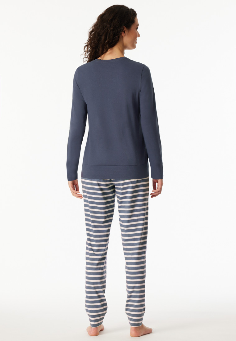 Pigiama lungo a righe blu denim - Casual Essentials