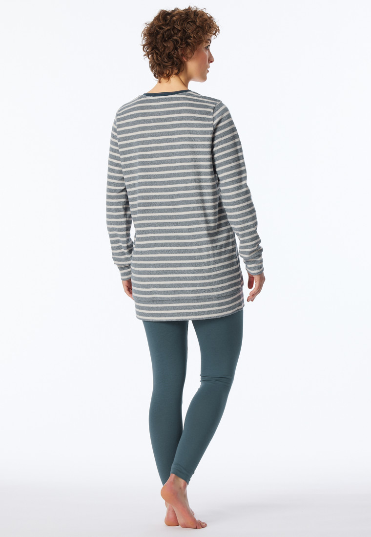 Schlafanzug lang Ringel Leggings jeansblau - Casual Essentials