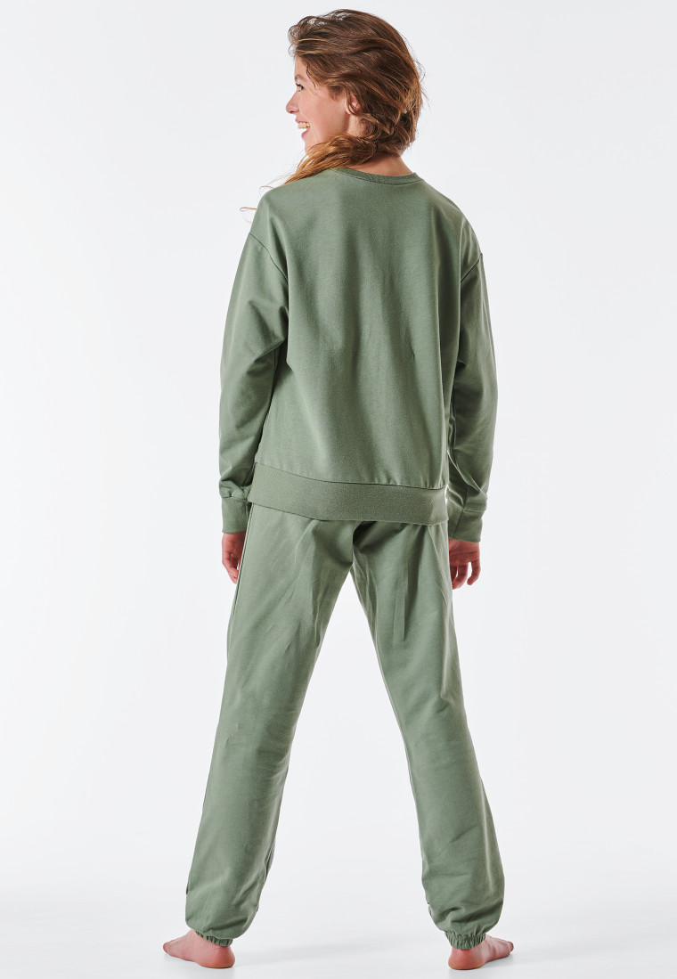Pajamas long sweatwear organic cotton cuffs khaki - Tomorrows World