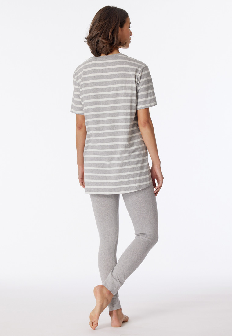 Pajamas long T-shirt leggings stripes heather gray - Casual Essentials
