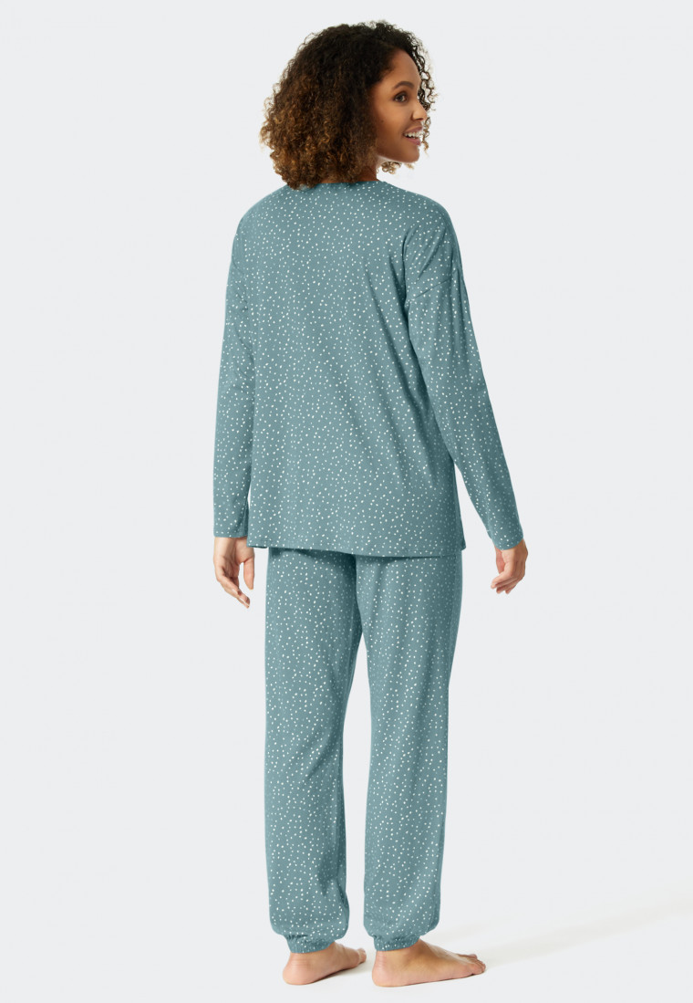 Pyjama lang Tencel A-lijn stippen blauwgrijs - Minimal Comfort Fit