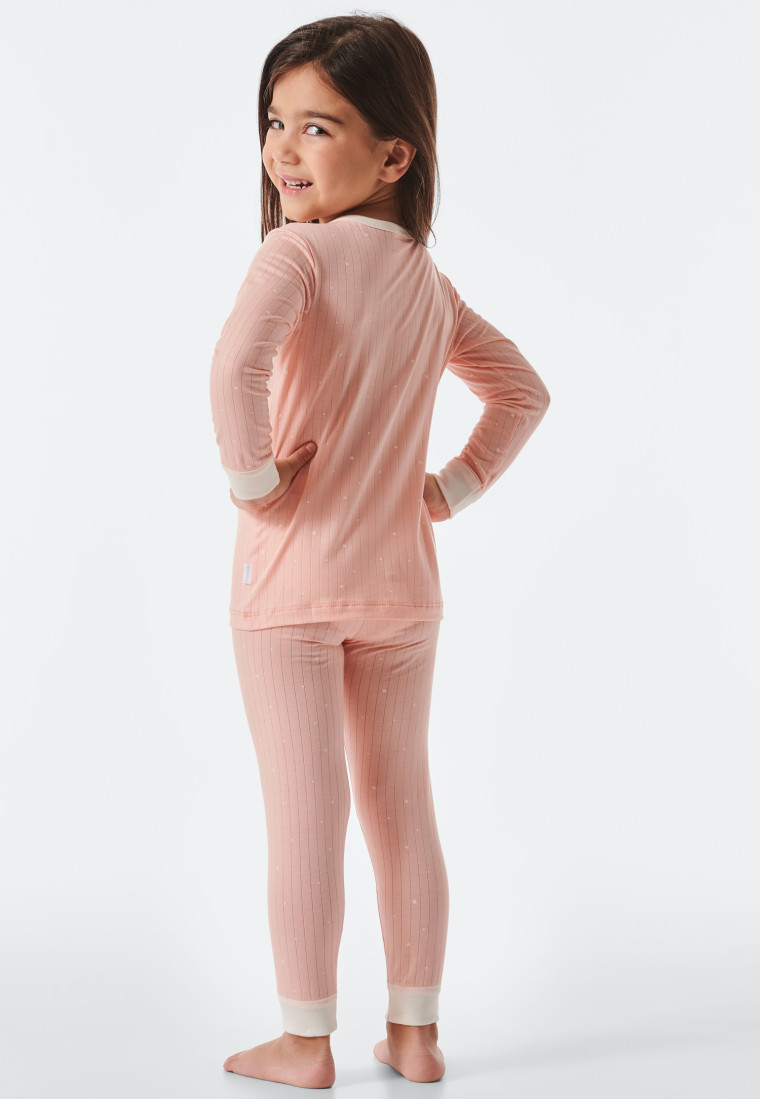 Pyjama long Tencel Coton Bio poignets étoiles pêche - Natural Love