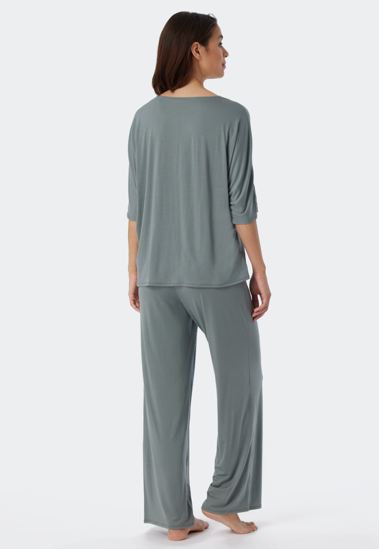 Pyjama lang Tencel oversized shirt korte mouwen jade - selected! premium