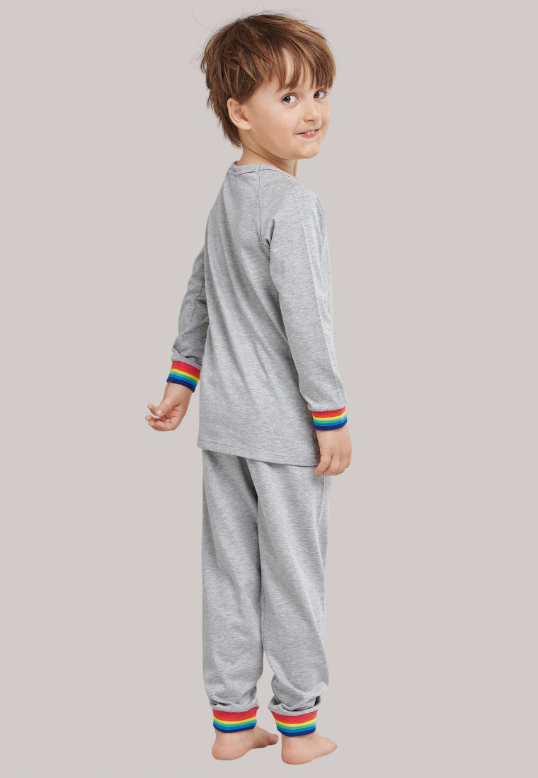 Schlafanzug lang unisex Bündchen Regenbogen grau-meliert - Rainbow Colours