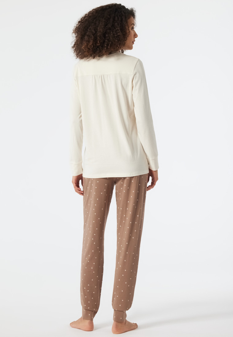 Pyjama long silhouette ample bords-côtes blanc cassé - Essentials Comfort Fit