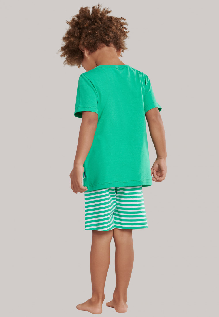 Pyjama 3 pièces ballon de foot rayures vert/bleu foncé - Boys World