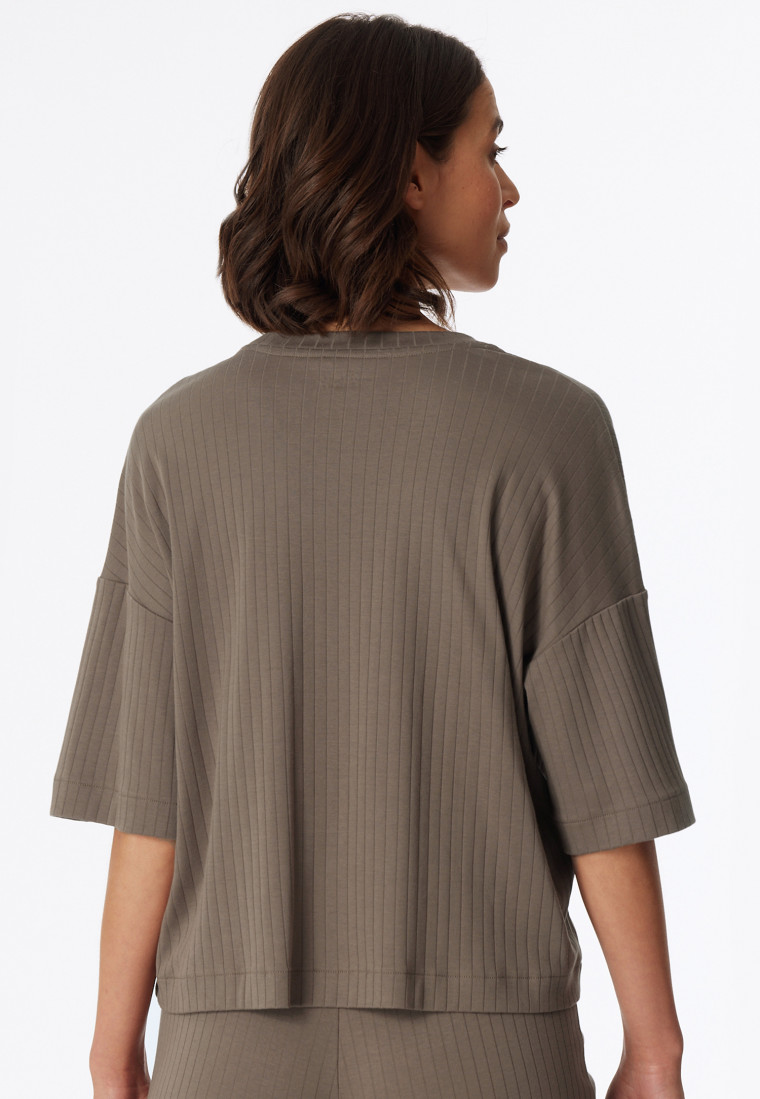 Tee-shirt manches courtes interlock coton bio taupe - Mix+Relax