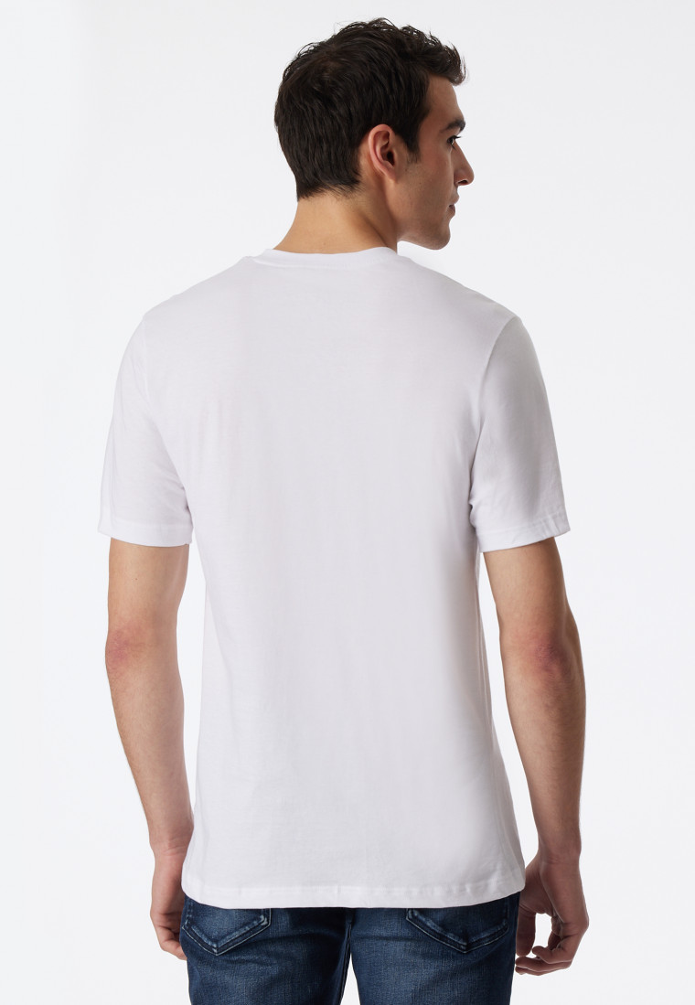 Shirt korte mouw jersey set van 2 V-hals wit - American T-shirt