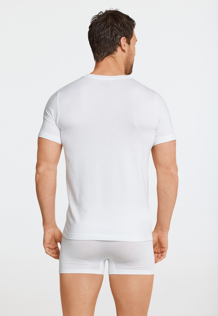Short-sleeved shirt stretchy jersey crew neck white - Long Life Soft
