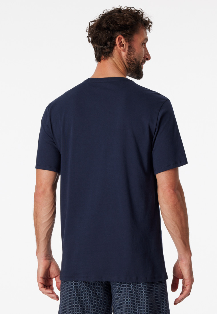 Short-sleeved shirt button placket dark blue - Mix & Relax