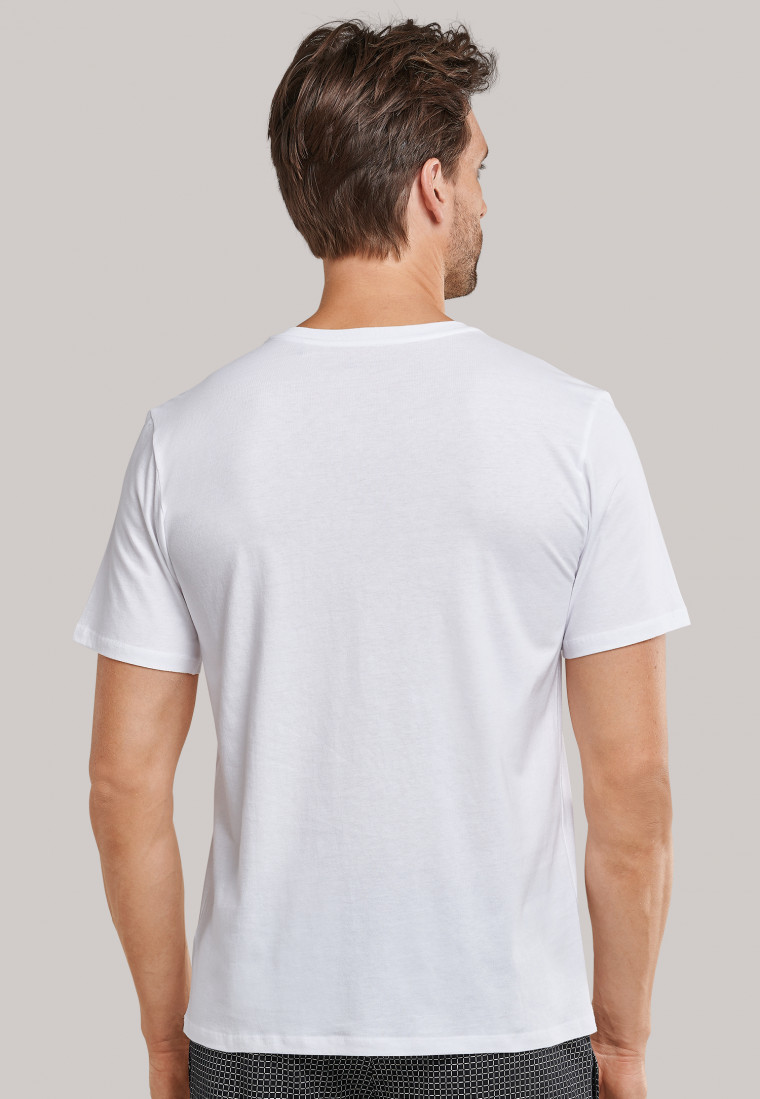 Shirt short-sleeve Jersey button placket white - Mix & Relax