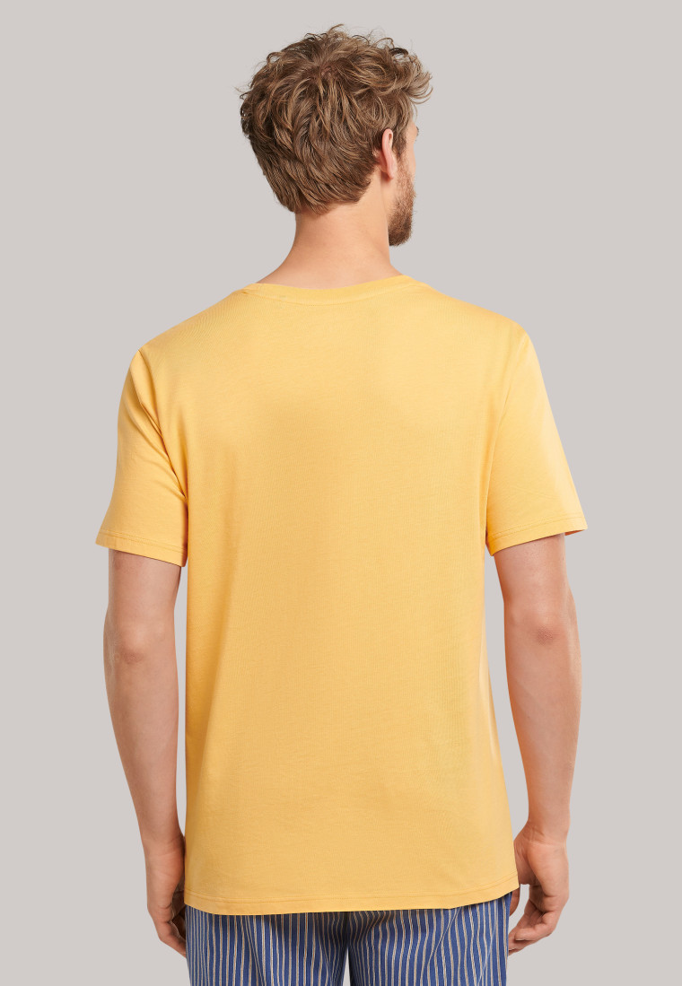 T-shirt manches courtes en jersey encolure arrondie curry - Mix + Relax