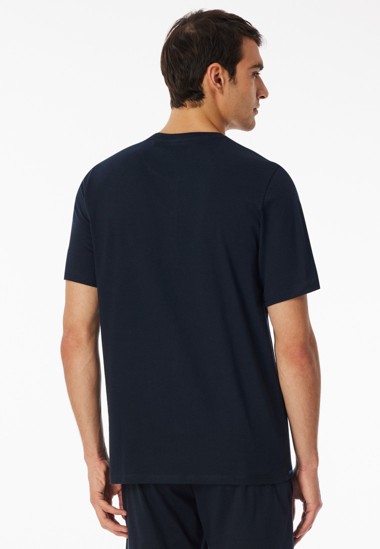 Shirt short sleeve button placket midnight blue - Mix+Relax