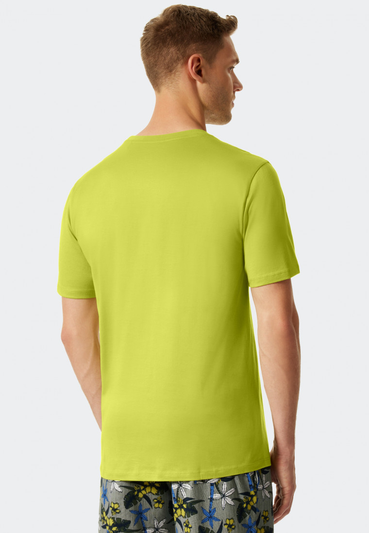 Chemise manches courtes coton mercerisé, encolure arrondie citron vert - Mix + Relax