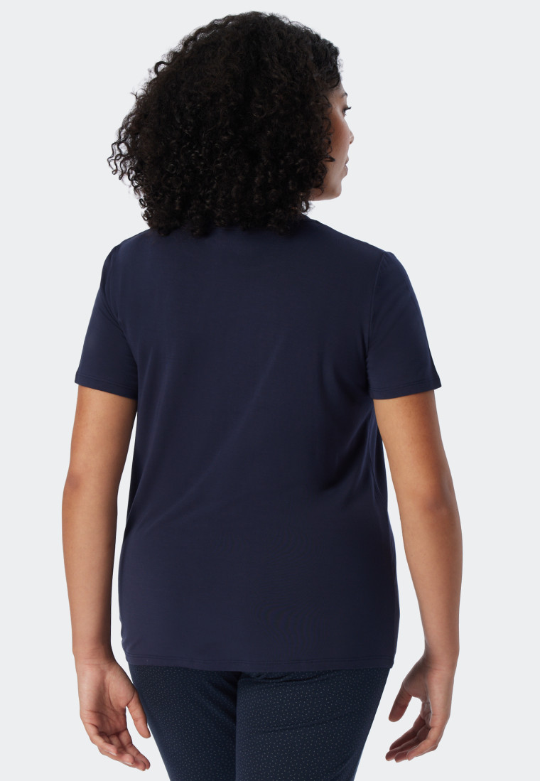 Shirt korte mouwen modal blauw - Mix+Relax