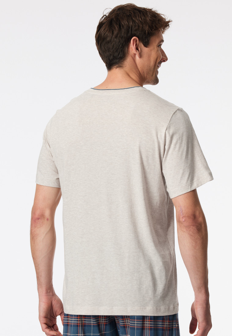 Shirt korte mouw Organic Cotton strepen beige - Mix+ Relax