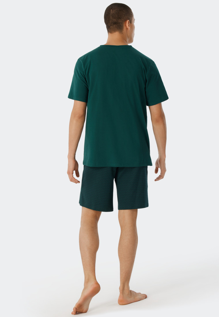 Shirt kurzarm Organic Cotton V-Ausschnitt dunkelgrün - Mix+Relax