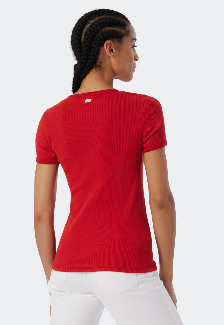 Shirt korte mouwen rood - Revival Greta