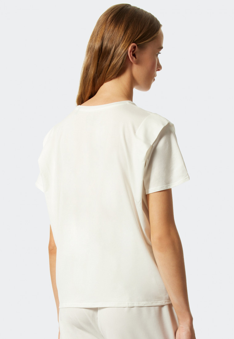 Shirt kurzarm Tencel nachhaltig Zierfalte off-white - Lounge Refibra