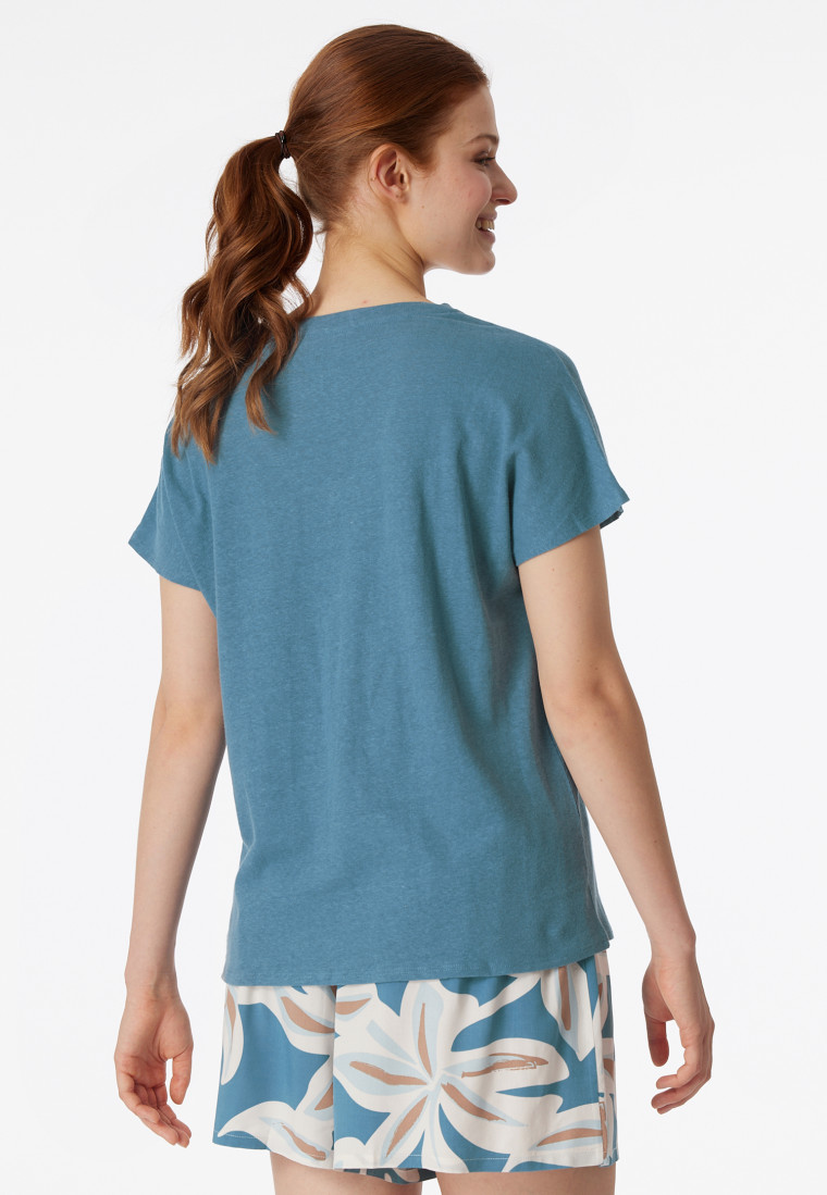 Shirt kurzarm V-Ausschnitt blaugrau - Mix+Relax